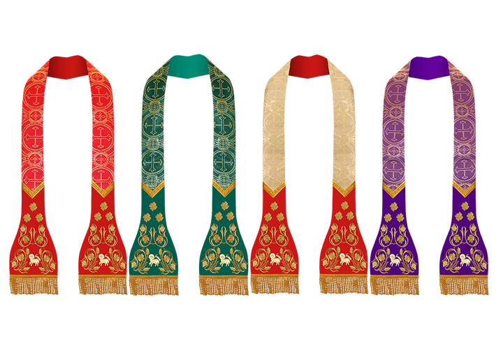 SET OF 4 ROMAN STOLE WITH GRAPES EMBROIDERY