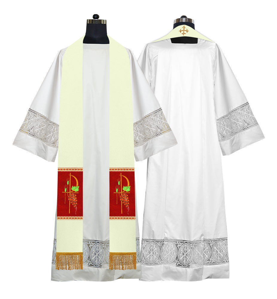 Pax with Grapes Embroidered Minister Stole