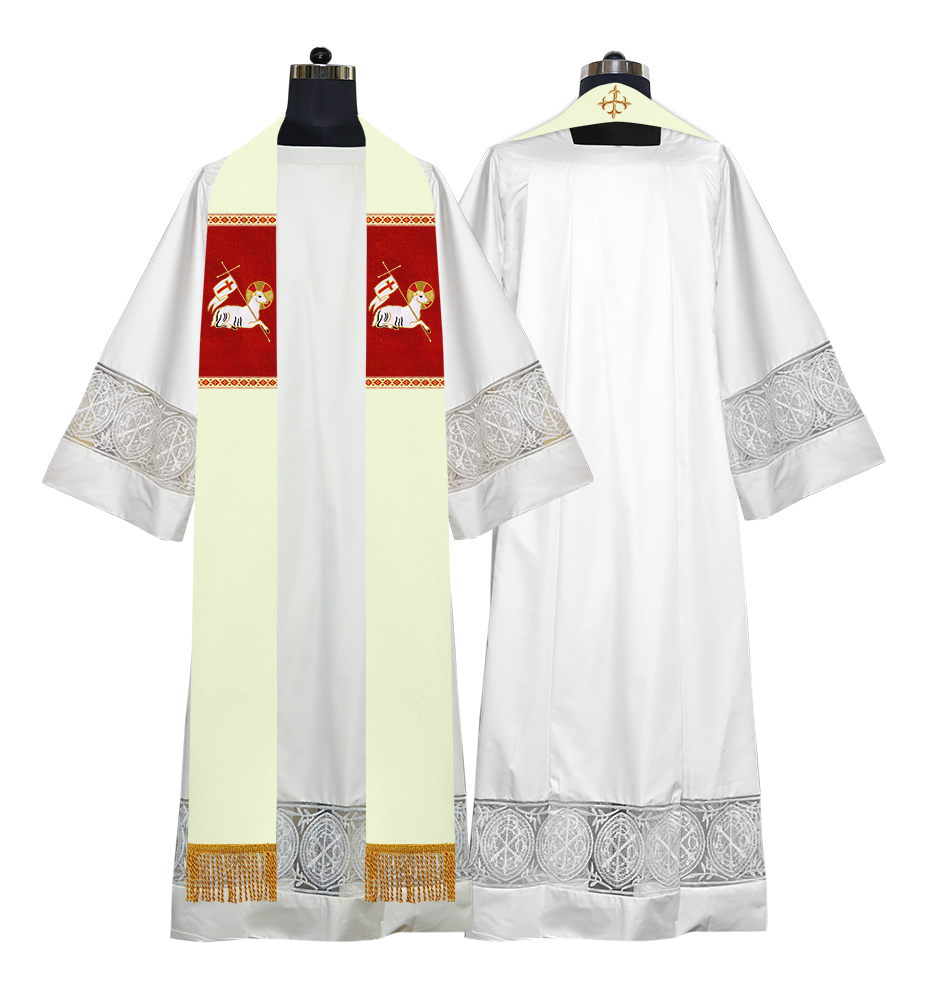 Embroidered Lamb Liturgical Clergy Stole