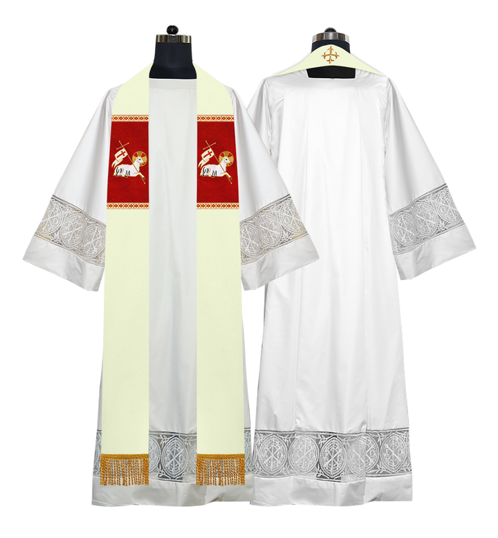 Embroidered Lamb Liturgical Clergy Stole