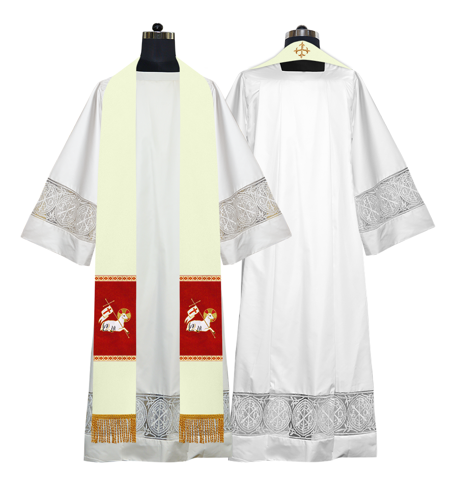 Embroidered Lamb Liturgical Clergy Stole