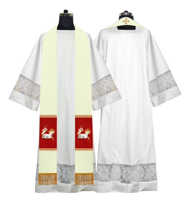 Embroidered Lamb Liturgical Clergy Stole
