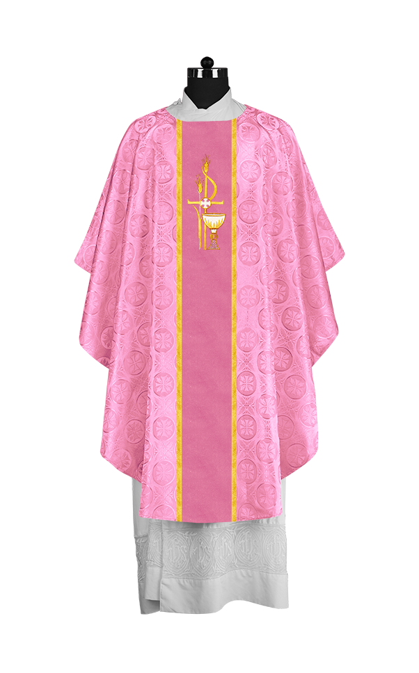 Gothic Chasuble with Elegant Embroidered Liturgical Motif