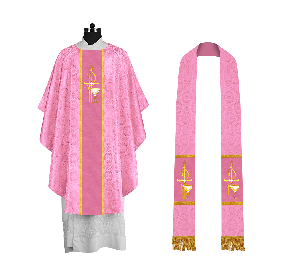 Gothic Chasuble with Elegant Embroidered Liturgical Motif