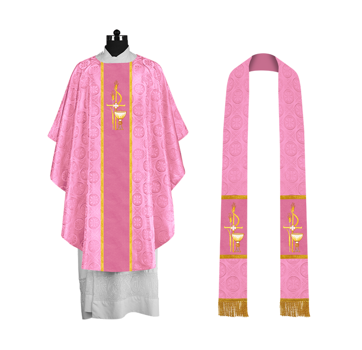 Gothic Chasuble with Elegant Embroidered Liturgical Motif
