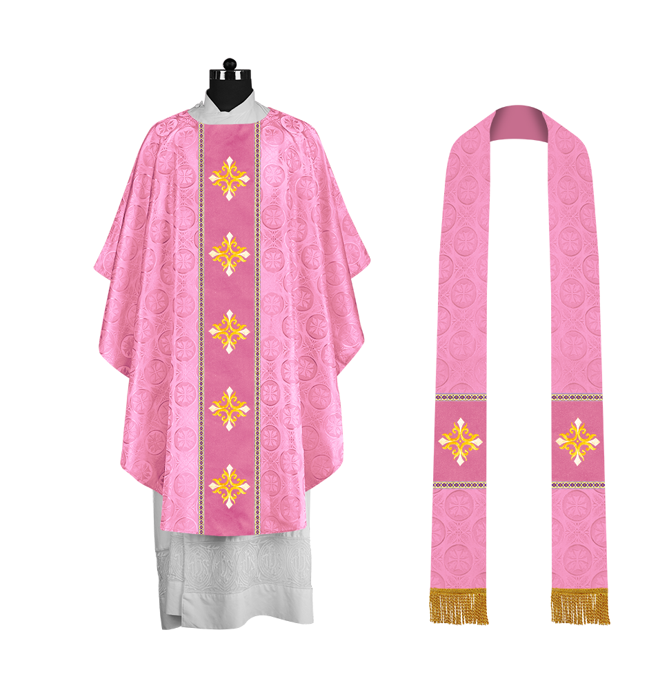 Liturgical Gothic Chasuble with Embroidered Cross Motif
