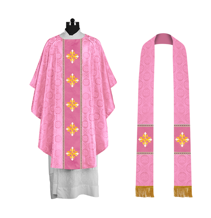 Liturgical Gothic Chasuble with Embroidered Cross Motif