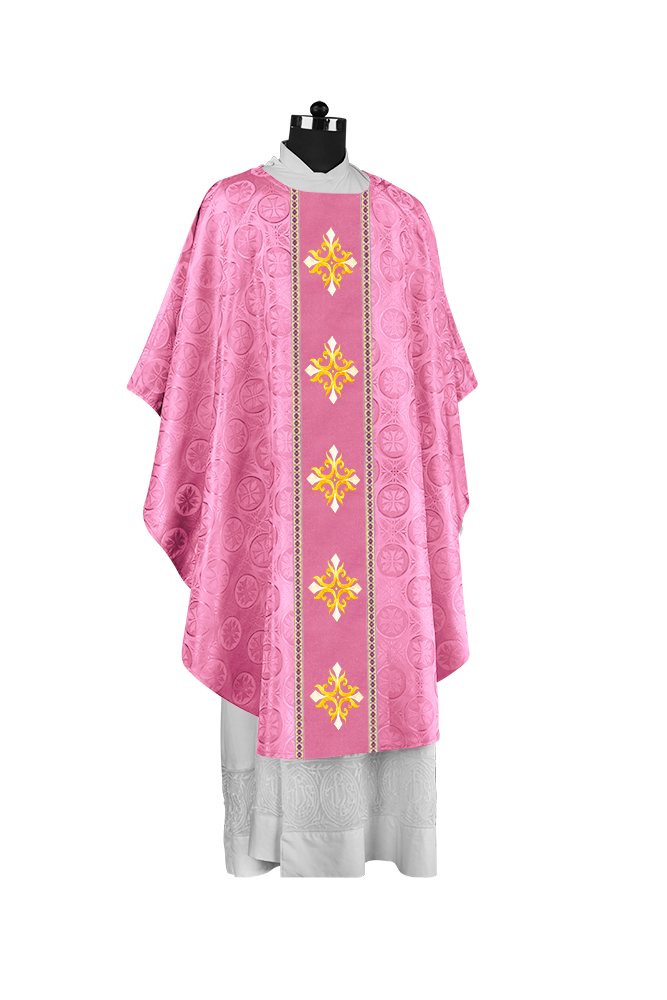 Liturgical Gothic Chasuble with Embroidered Cross Motif