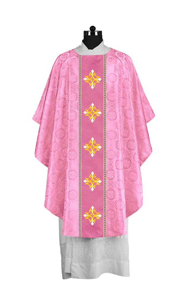 Liturgical Gothic Chasuble with Embroidered Cross Motif