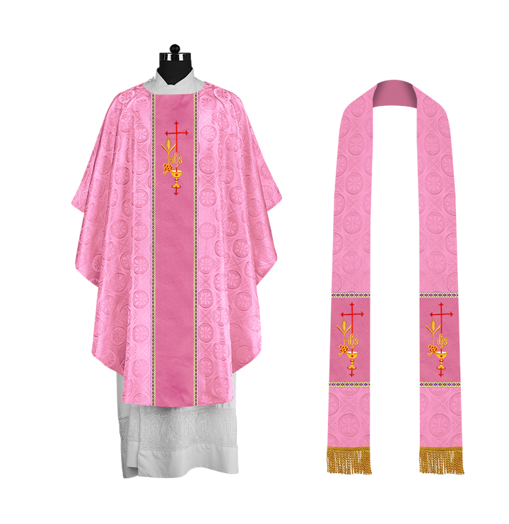 Premium Gothic Chasuble Adorned with Embroidered Motif