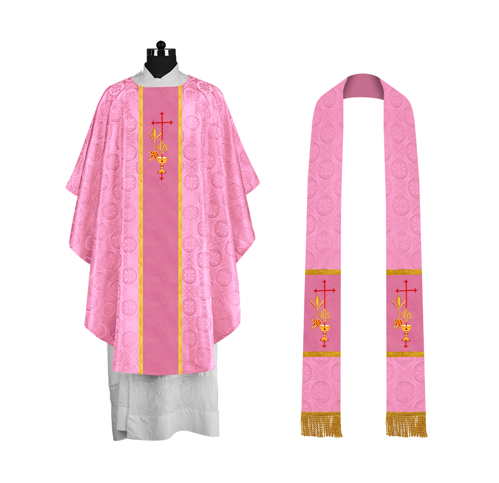 Gothic Chasuble with Elegant Embroidered Liturgical Motif