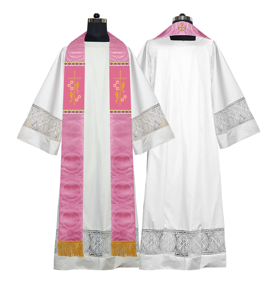 Clergy Stole with Embroidered Fish and Loaves