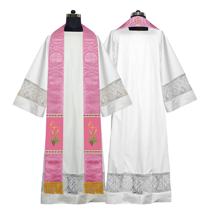 Handmade Clergy Stole with Spiritual Grapes and Wheat