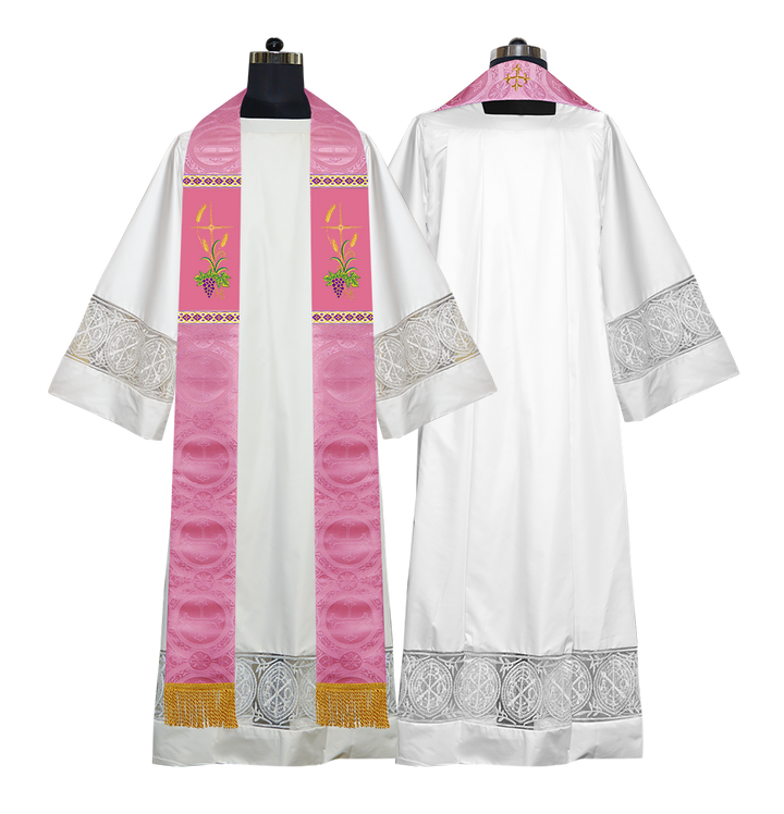 Handmade Clergy Stole with Spiritual Grapes and Wheat