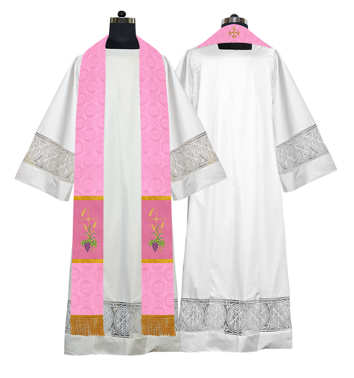 Clergy Stole with Embroidered Liturgical Motif