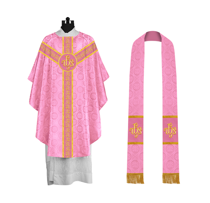 Elegant Gothic Chasuble for Priests with Grapes Embroidery