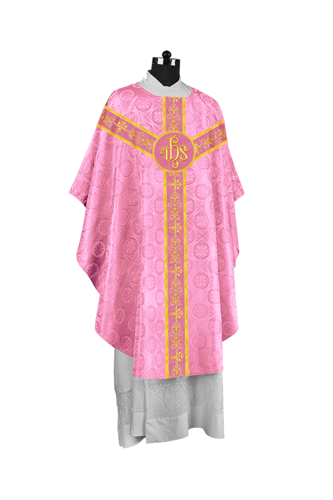 Ornate Priest Chasuble Vestment with Liturgical Embroidered Trims