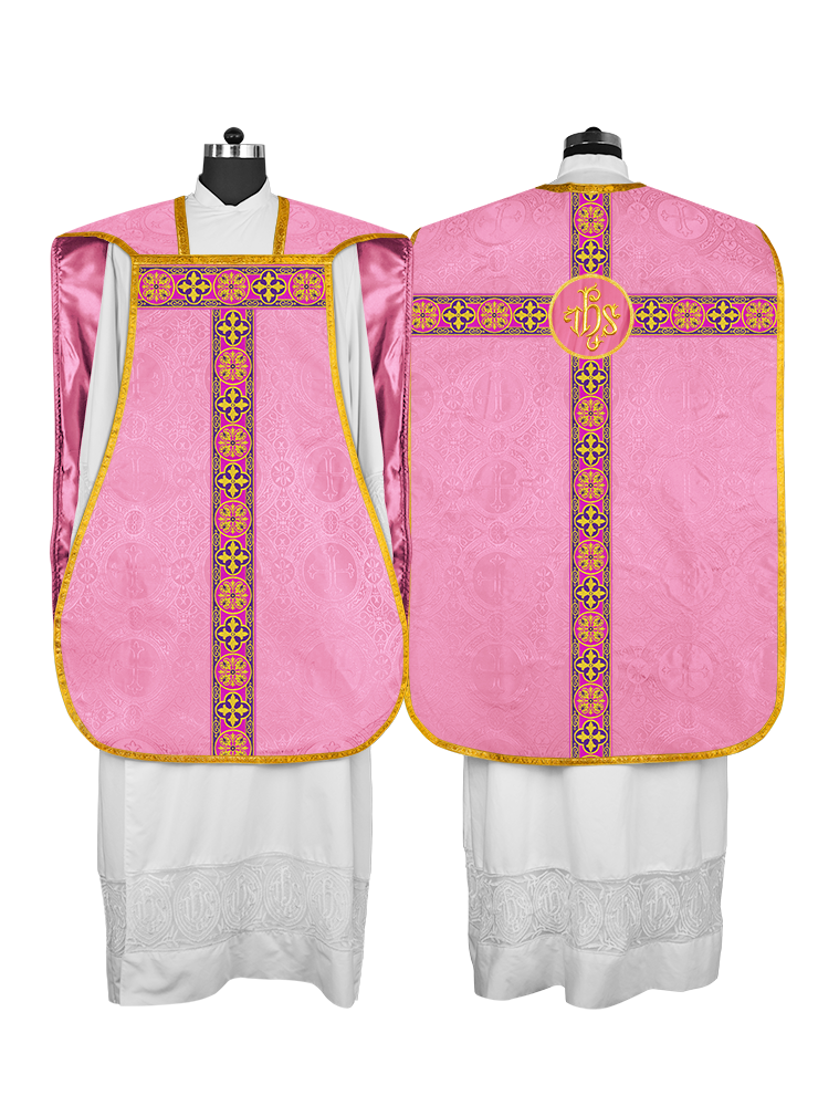 Roman Fiddleback Vestment with Motifs and Braided Trims