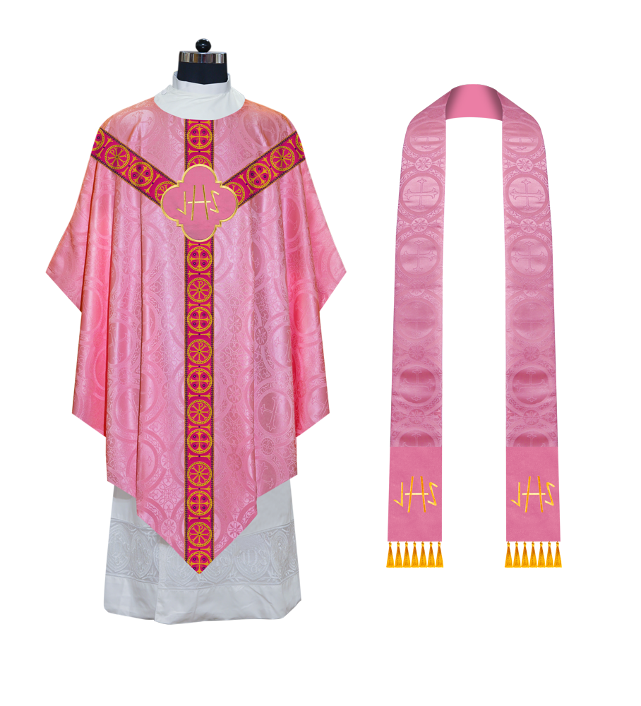 Pugin Gothic Chasuble with Designer Orphrey - Elegant Catholic Vestment