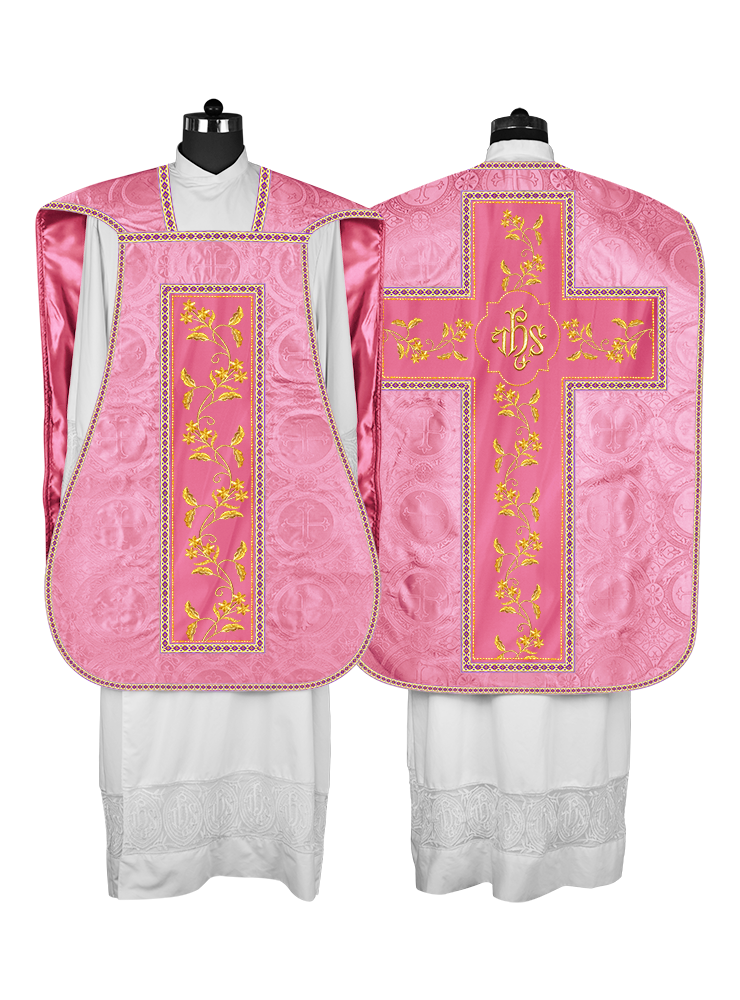 Roman Chasuble vestment with Floral Design and Trims