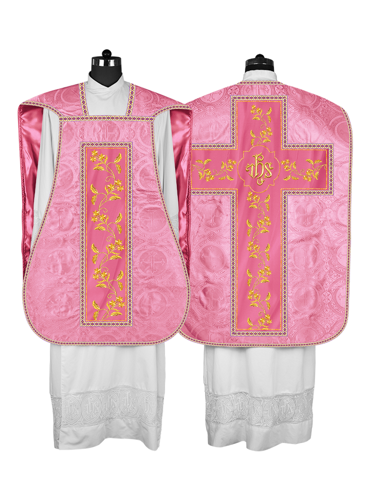 Roman Chasuble vestment with Floral Design and Trims