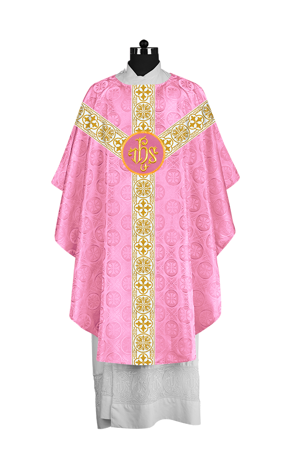 Priest Chasuble with Classic Braided Orphrey and Trims