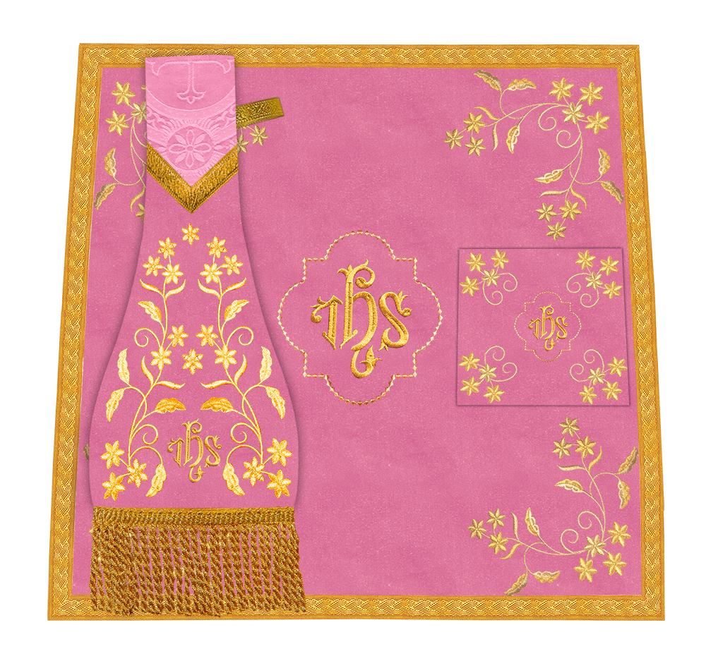 Beautiful mass set with golden embroidery - Floral collection