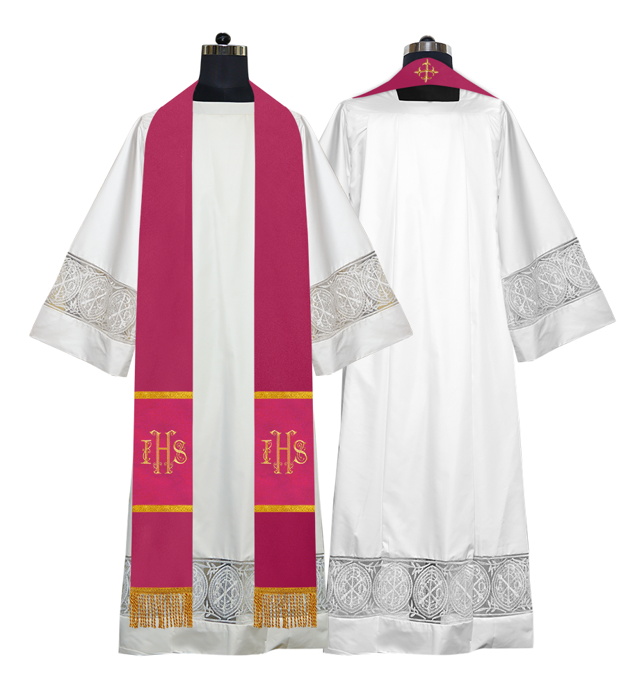 Pastor Stole with Gold Embroidered IHS