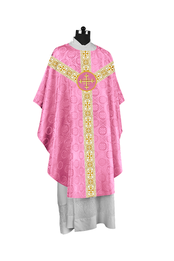 Priest Chasuble with Classic Braided Orphrey and Trims