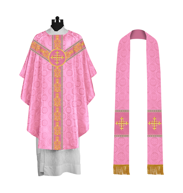 Gothic Priest Chasuble with Ornate Y-type Embroidered Orphrey
