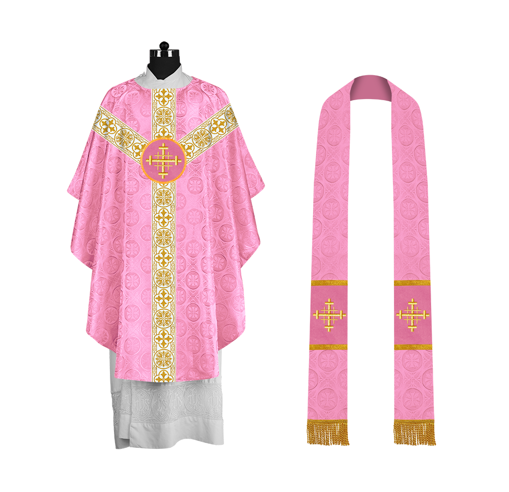 Priest Chasuble with Classic Braided Orphrey and Trims