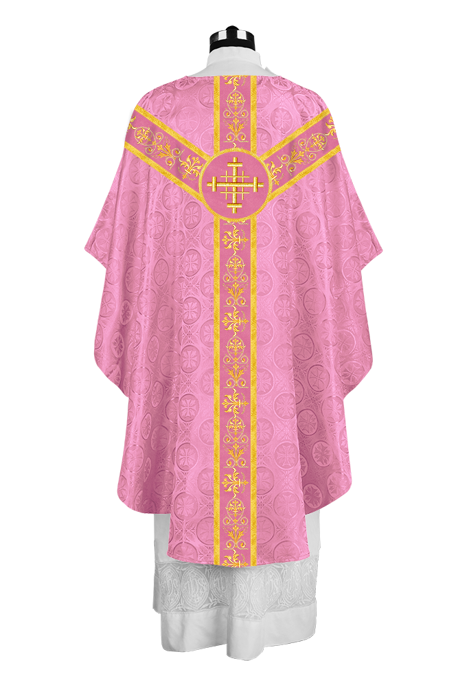 Ornate Priest Chasuble Vestment with Liturgical Embroidered Trims