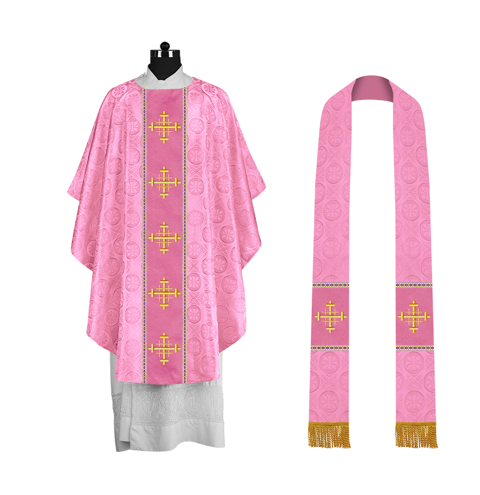 Liturgical Gothic Chasuble with Embroidered Cross Motif