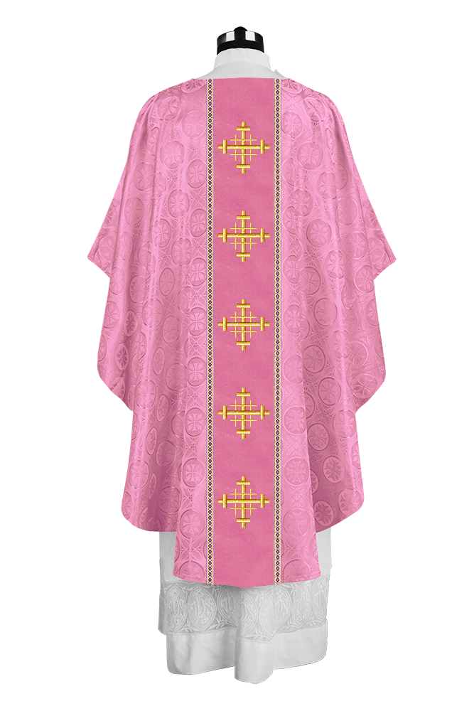 Liturgical Gothic Chasuble with Embroidered Cross Motif