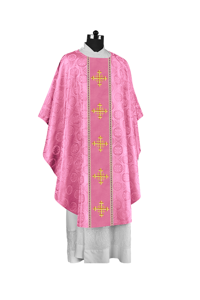 Liturgical Gothic Chasuble with Embroidered Cross Motif
