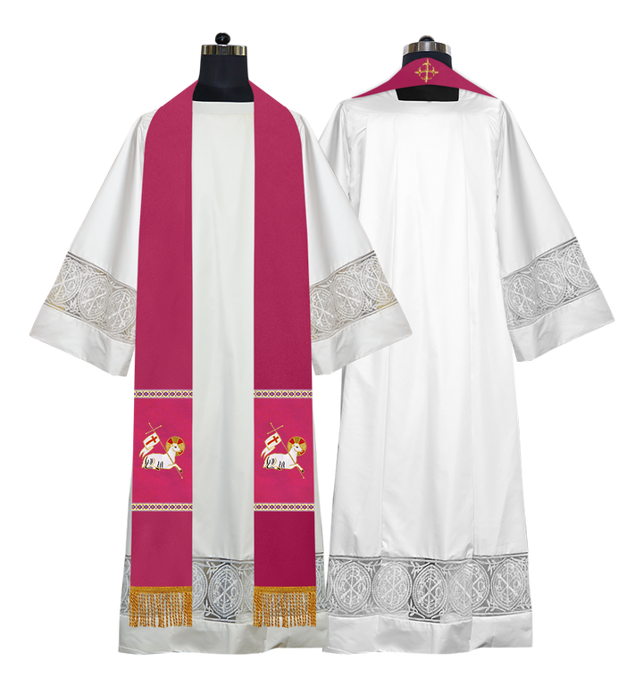 Embroidered Lamb Liturgical Clergy Stole