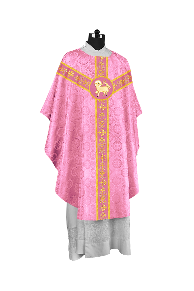 Ornate Priest Chasuble Vestment with Liturgical Embroidered Trims