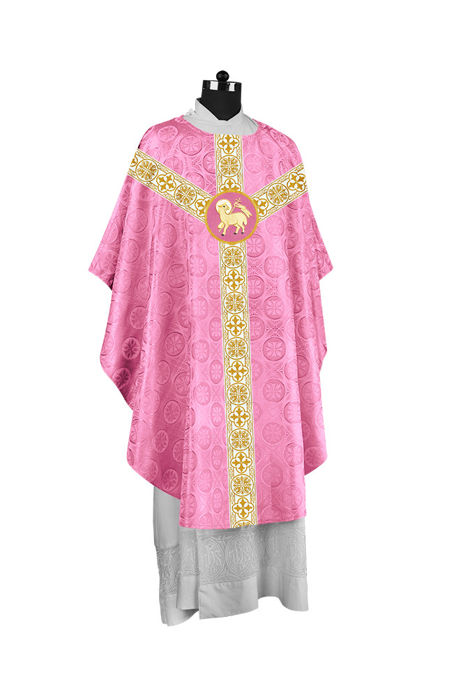 Priest Chasuble with Classic Braided Orphrey and Trims