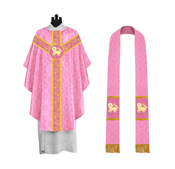 Gothic Chasuble with Embroidered Orphrey and Motifs
