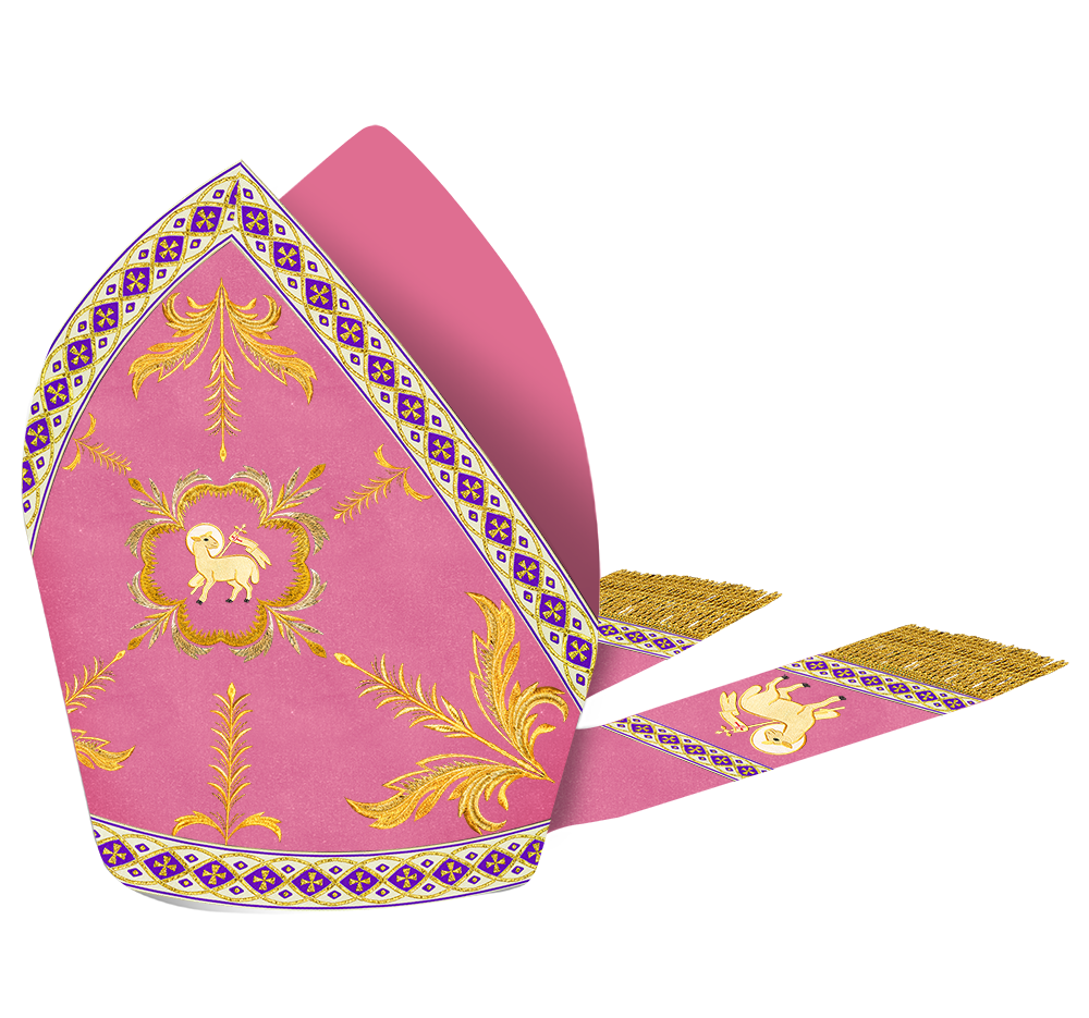 Mitre with Adorned Embroidery Motif and Trims