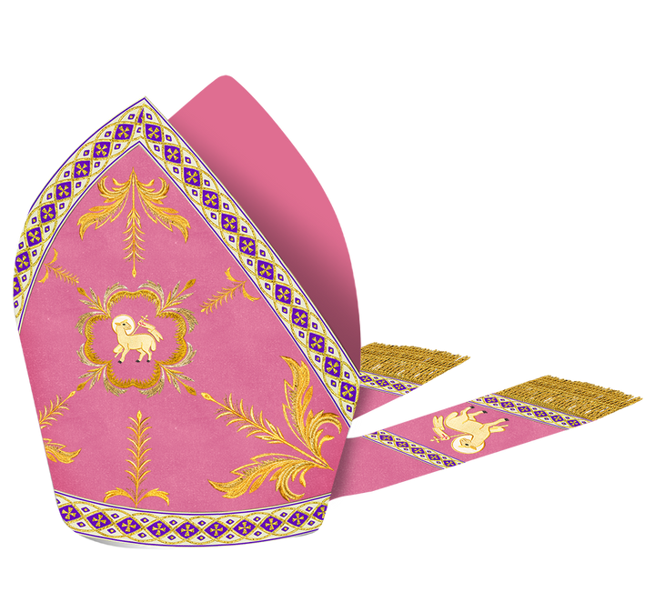 Mitre with Adorned Embroidery Motif and Trims