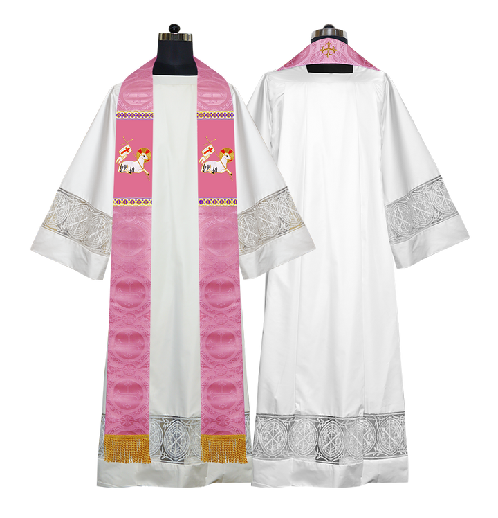 Embroidered Lamb Liturgical Clergy Stole