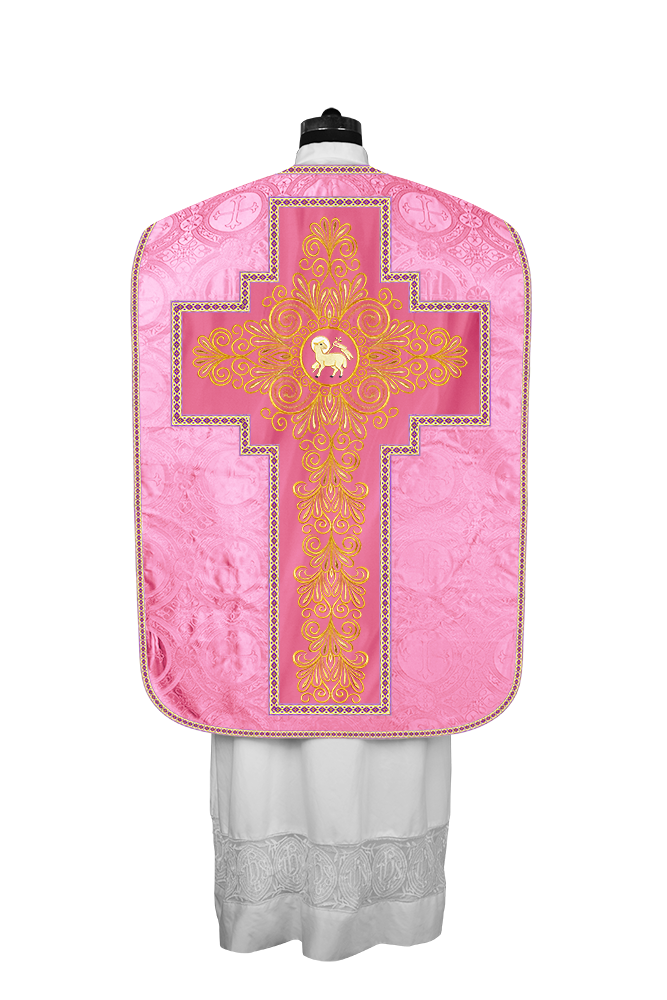 Roman Chasuble Vestment Enriched with Colored Braids and Trims