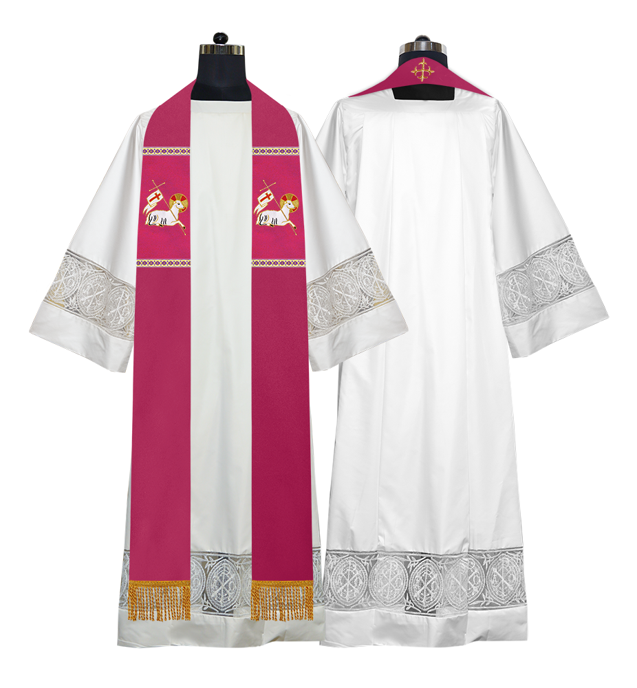 Embroidered Lamb Liturgical Clergy Stole