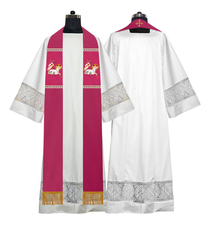 Embroidered Lamb Liturgical Clergy Stole