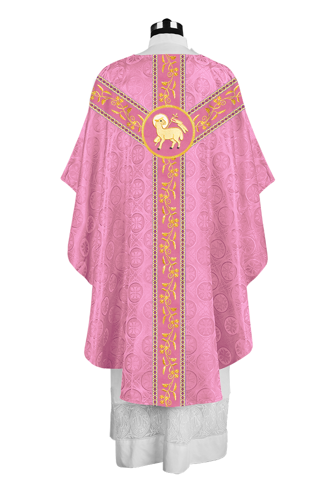 Traditional Gothic Chasuble Vestment with Floral Embroidery & Trims