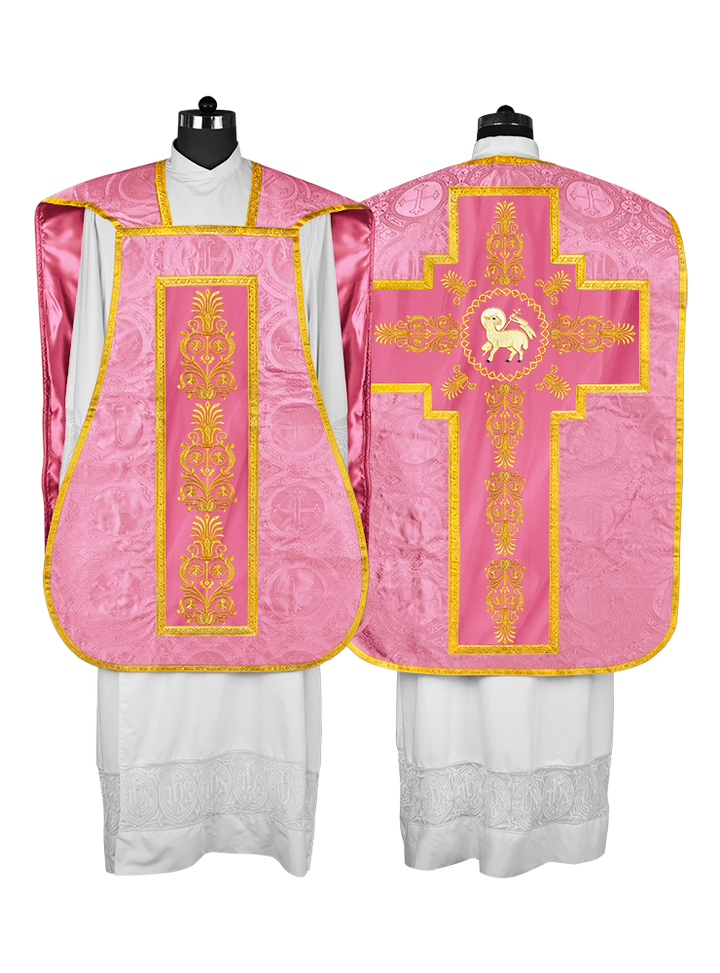 Elegant Roman Fiddleback Chasuble Vestment - Victoria Collection