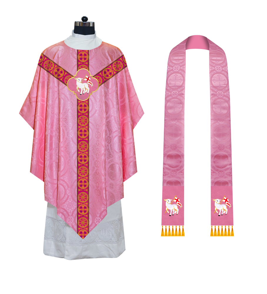 Pugin Gothic Chasuble with Designer Orphrey - Elegant Catholic Vestment