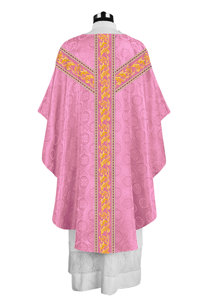 Premium Gothic Priest Chasuble with Embroidery Orphrey & Liturgical Motif