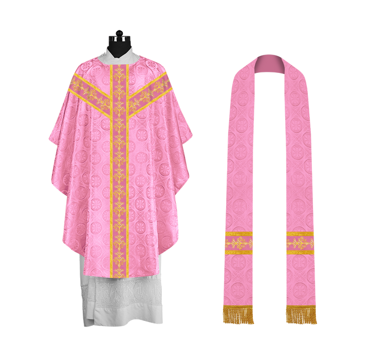 Priest Chasuble Vestment with Liturgical Embroidered Motif